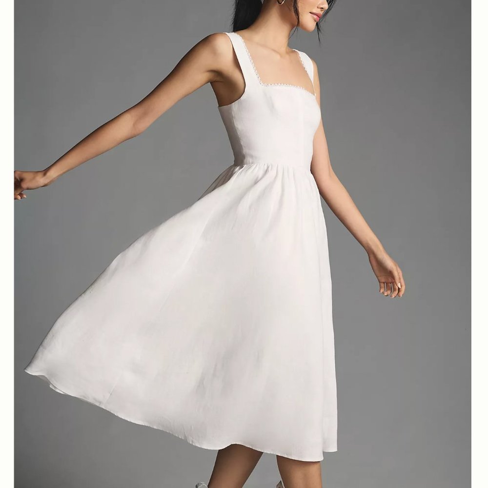 Reformation Tagliatelle Linen Dress Sz6 White - Picture 4 of 12